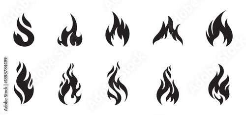 Set of fire flame vector icons. Collection of fire and flame icons. Bonfire icons, flaming elements.