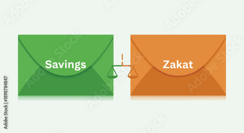 Savings and zakat envelope illustration isolated white background

