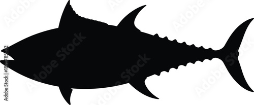 Fish silhouette illustration, marine animal icon, ocean wildlife concept, aquatic creature shape isolated on white background vector