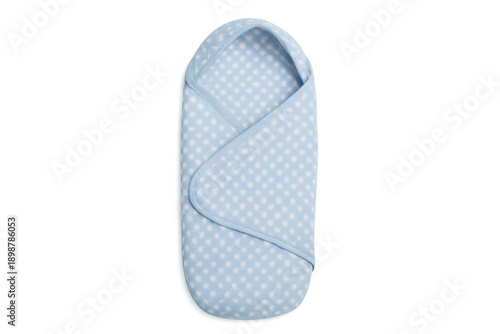 Blue baby swaddle wrap with white dots pattern