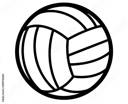 Simple black and white outline icon representing a classic volleyball ready for a game or practice session