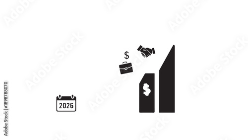 Financial growth and investment concept with calendar and rising bars.