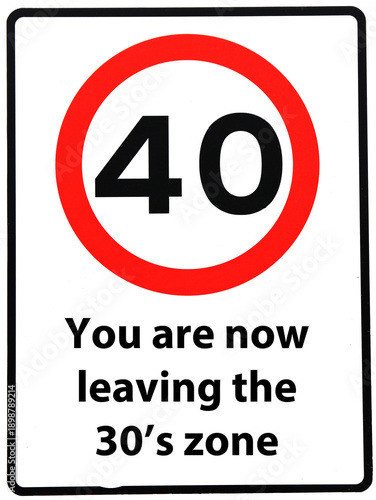 A birthday concept made as a road sign illustrating someone reaching their 40th birthday