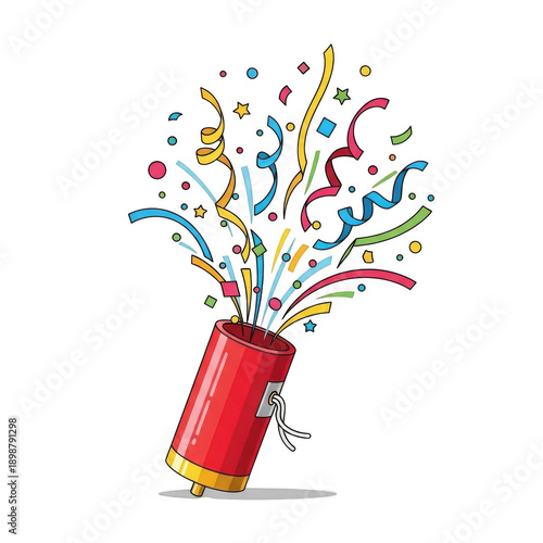 Confetti popper explosion isolated on transparent background