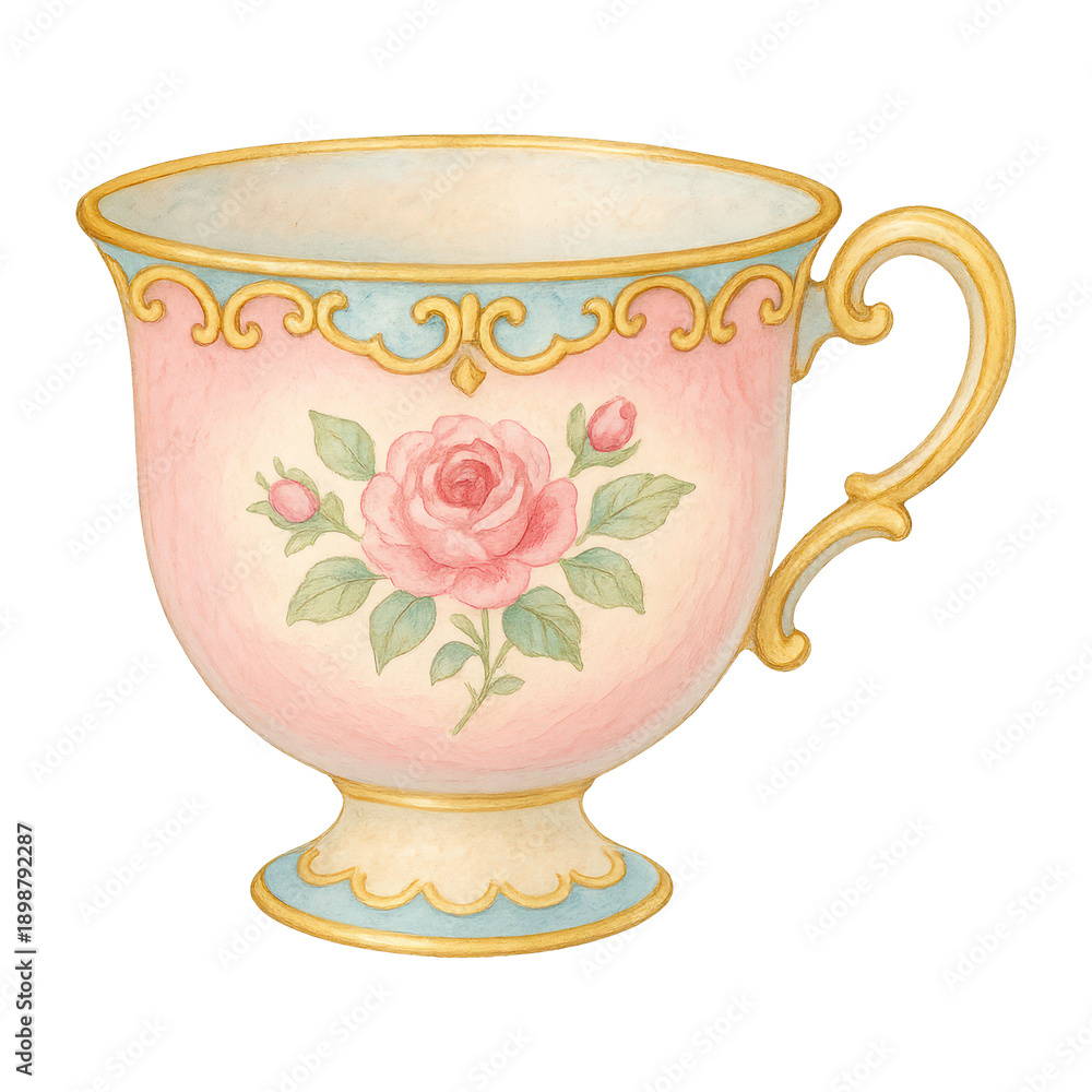 Fototapeta premium PNG Elegant vintage floral teacup