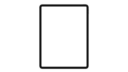 Front view simple black tablet mockup with blank screen PNG. Vertical template for app presentation and web design.