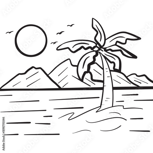 Summer Vibes paradise Outline vector. Sunshine beach club graphic print design for t shirt print, poster, sticker and other uses.