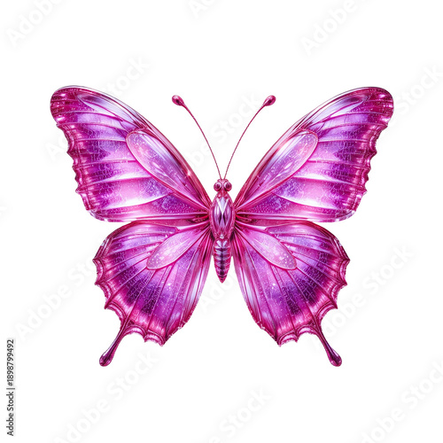 Pink butterfly fantasy wings insect isolated on white background