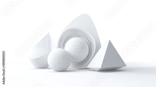 3D abstract shapes, flat