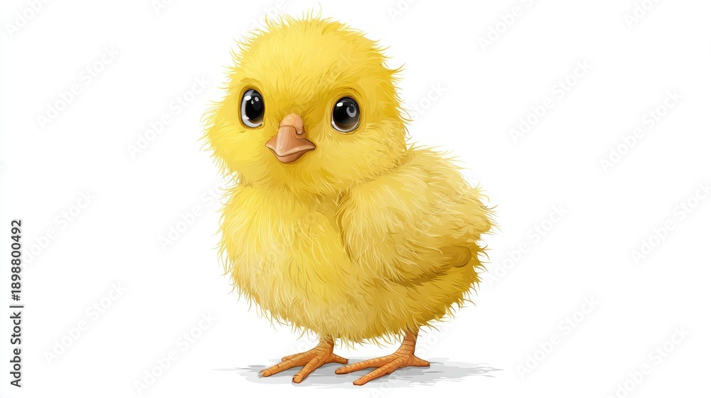Fototapeta premium Cute yellow chick standing on white background, easter png
