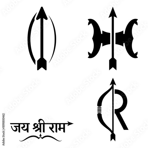 Ram Navami devotee group celebration silhouette vector
