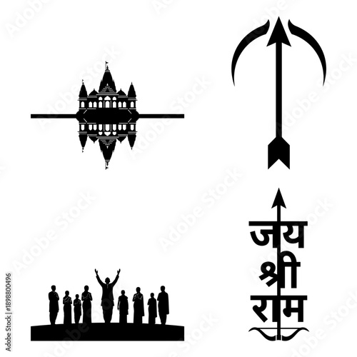 Ram Navami Jai Shri Ram logo badge silhouette vector