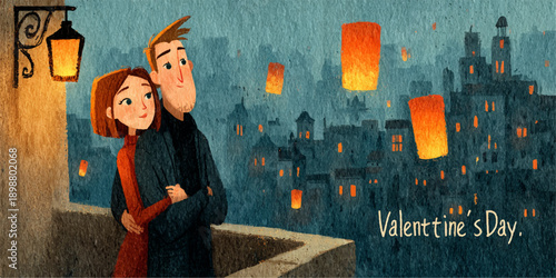 Happy young woman walking confidently on a vibrant city street at night with illuminated neon signs and skyscrapers in the background