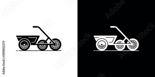 Stylized image of a lawnmower presented in positive and negative forms