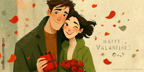 Valentine's day themed illustration for 14th feb 2026