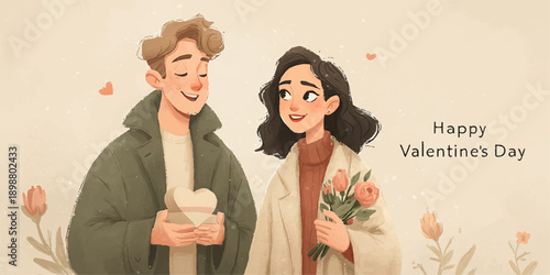 Valentine's day themed illustration for 14th feb 2026