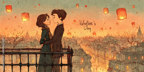 Valentine's day themed illustration for 14th feb 2026