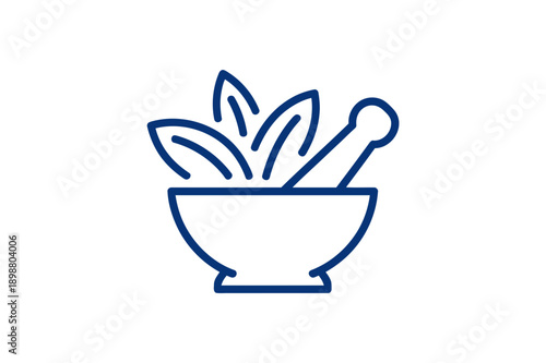 Mortar & Pestle Icon – Symbol of Herbal Care, Natural Health, and Organic Preparation