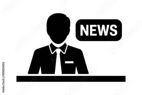 News Anchor Icon – Symbol of Journalism, Reporting, and Media Broadcastin