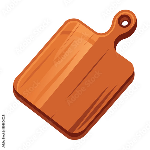 A wooden cutting board with a handle