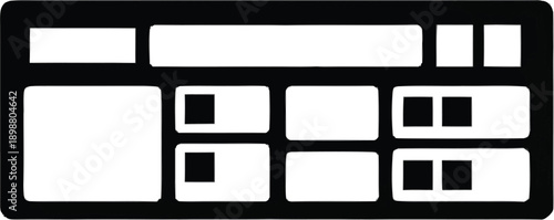 Minimalist desktop computer keyboard layout with blank keys, ideal for custom user interface design or tech mockups