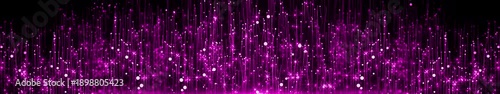 Purple Magenta Glitter Light Rain with Vertical Neon Trails Background | Panoramic Widescreen Seamless