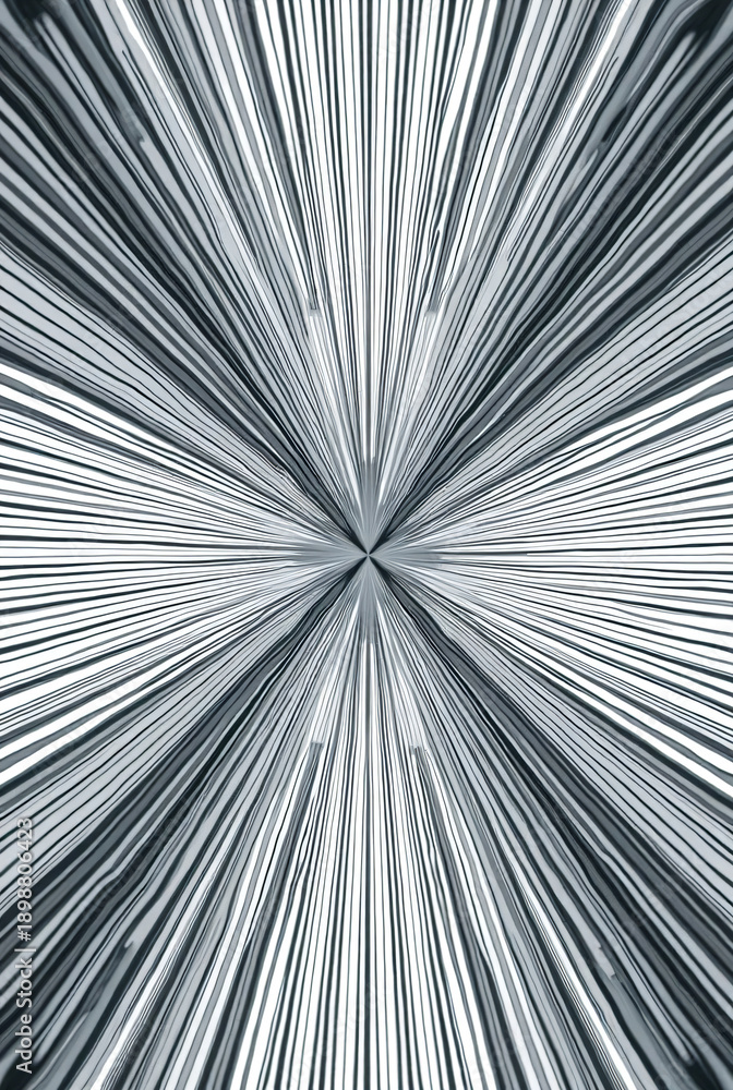 Obraz premium A digital art illustration features a blue metal fractal burst design with motion lines and light rays creating a star explosion pattern for an abstract space wallpaper