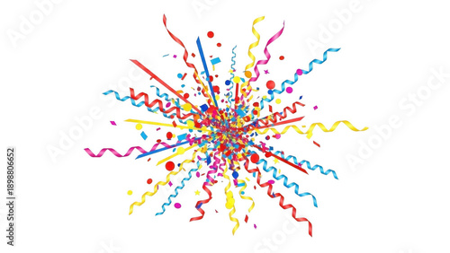 Colorful confetti explosion isolated on transparent background