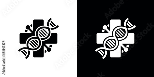 Medical genetics logo dna double helix combined with a cross symbol