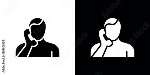 Silhouette of a person talking on a mobile phone shown in positive and negative