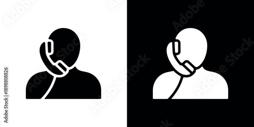 A person talking on the phone shown in contrasting black and white variations