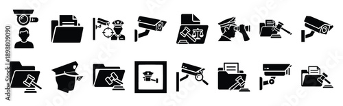 Vector symbols of legal defense shield simple silhouette icon set, black color and white background