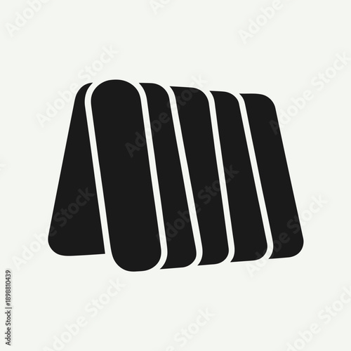 A black and white illustration of a cooling fin structure used in heat sinks. isolated on white background, Vector, illustration