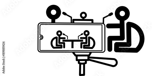 Podcast illustration. Illustration of talking in a podcast. vlog podcast icon in smartphone recording