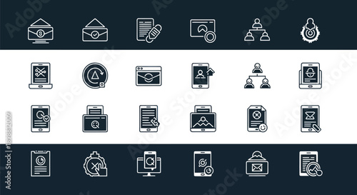 Icon set digital communication and technology