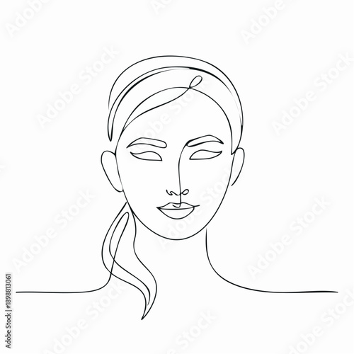 Portrait féminin au trait continu – dessin minimaliste et élégant
