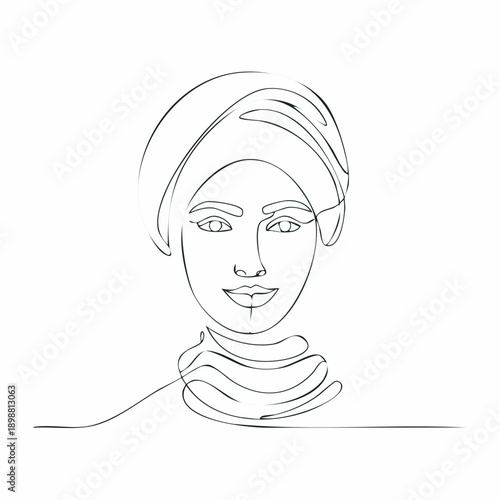 Portrait féminin au trait continu – dessin minimaliste et élégant