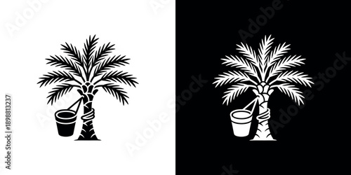Palm tree silhouette displayed in contrasting black and white compositions