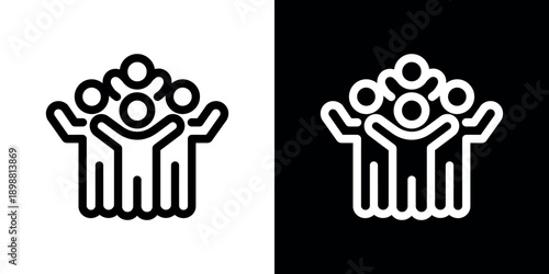 Group of people with arms raised in a celebratory pose two color schemes