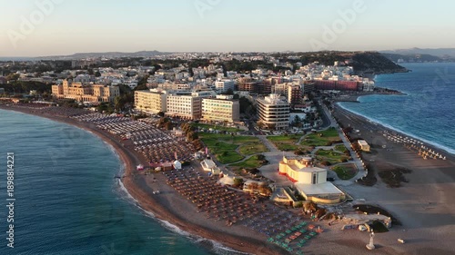Wallpaper Mural Rodos Greece city beach aerial view coastline sunset Torontodigital.ca