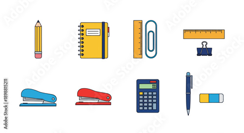 Office supplies set vector illustration