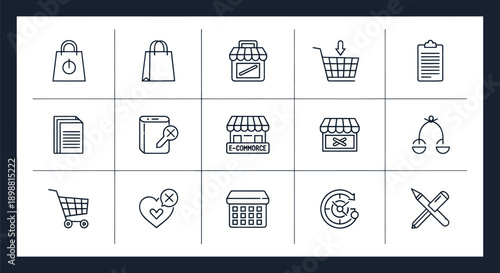 Online shopping and e commerce icon set