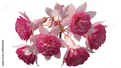 Bright pink carnation flower pile isolated image on transparent background