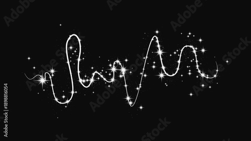 Silver glittering confetti wave and stardust