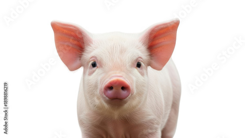 Adorable piglet facing forward isolated on transparent background