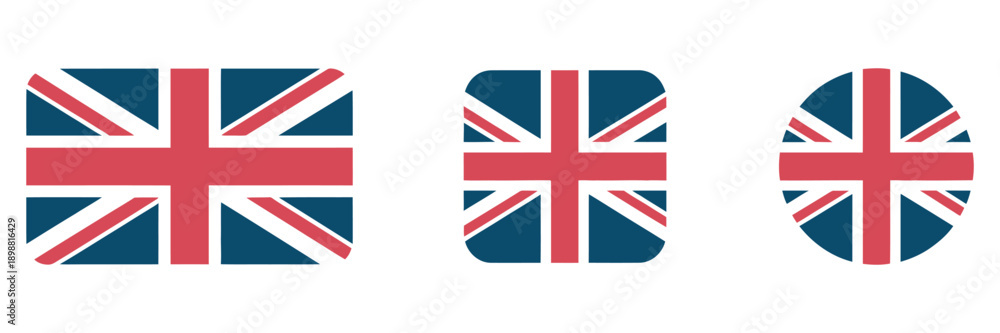 Obraz premium UK flag icon, British national symbol, England banner, Great Britain emblem, Europe country circle badge, flat color vector, digital, travel, design, infographic