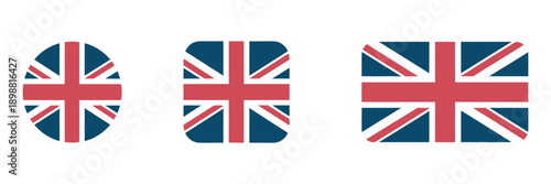 UK flag icon, British banner signs, England national symbol, Great Britain symbols, circle badge, Europe country icons, flat color, vector illustration