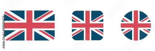 UK flag icon, British national symbol, England banner, Great Britain emblem, Europe country circle badge, flat color vector, digital, travel, design, infographic