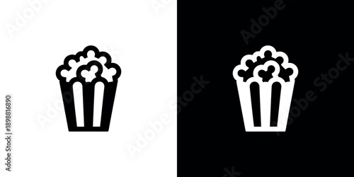 Popcorn bucket in contrasting black and white designs side by side