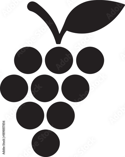 Minimal Vector Silhouette of Grapes Fruit Icon